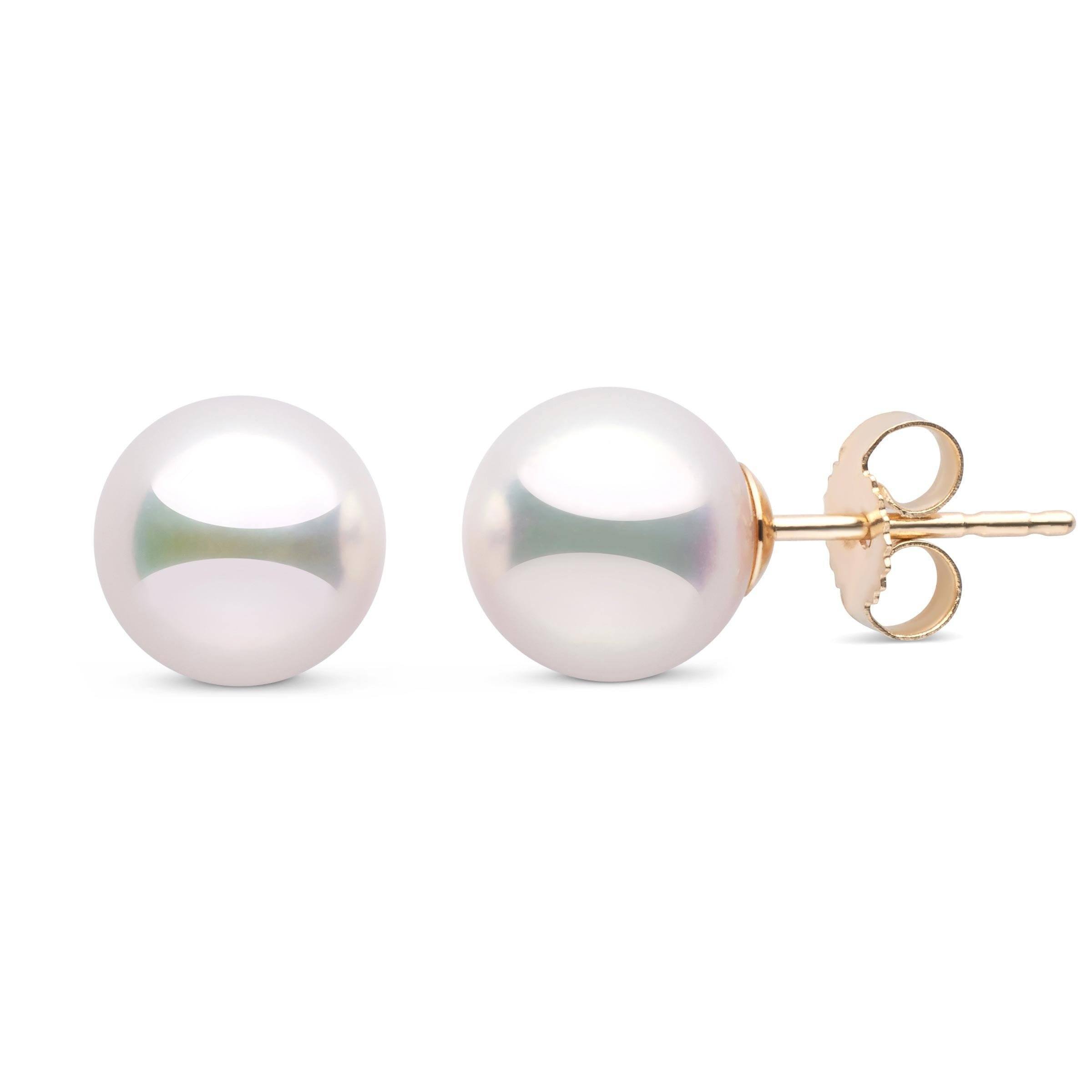 8.0-8.5 mm White Hanadama Pearl Stud Earrings – Pearl Paradise