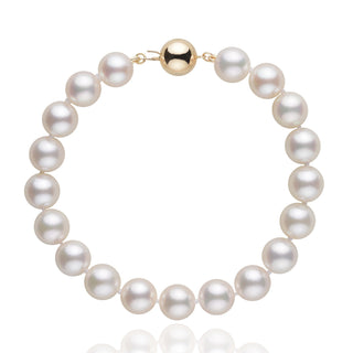8.5-9.0 mm White Akoya AA+ Pearl Bracelet yellow gold