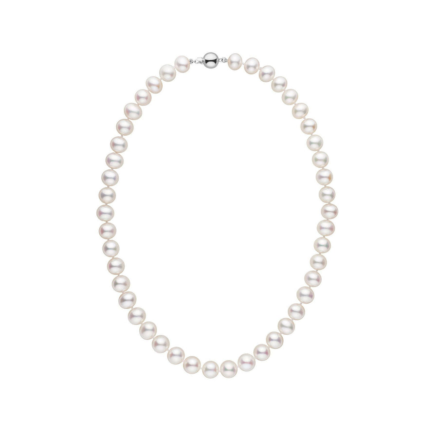 8.5-9.0 mm White Freshwater Pearl Necklace white gold