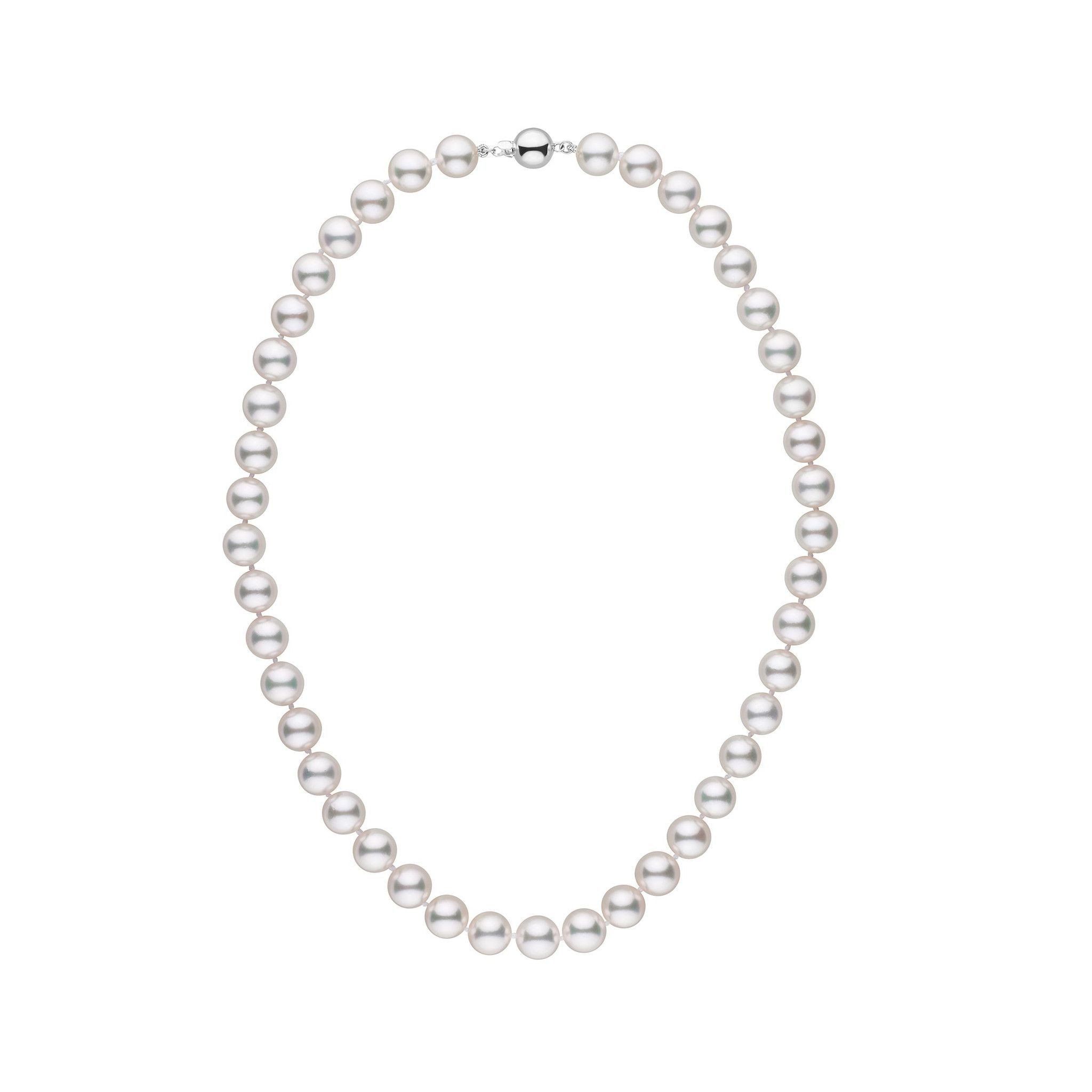 8.5-9.0 mm 16 Inch AAA White Akoya Pearl Necklace white gold