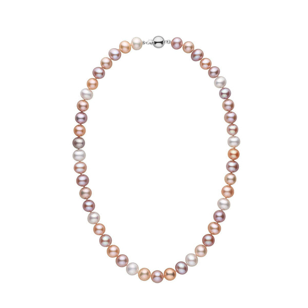 8.5-9.0 mm AA+ Multicolor Freshwater Pearl Necklace white gold