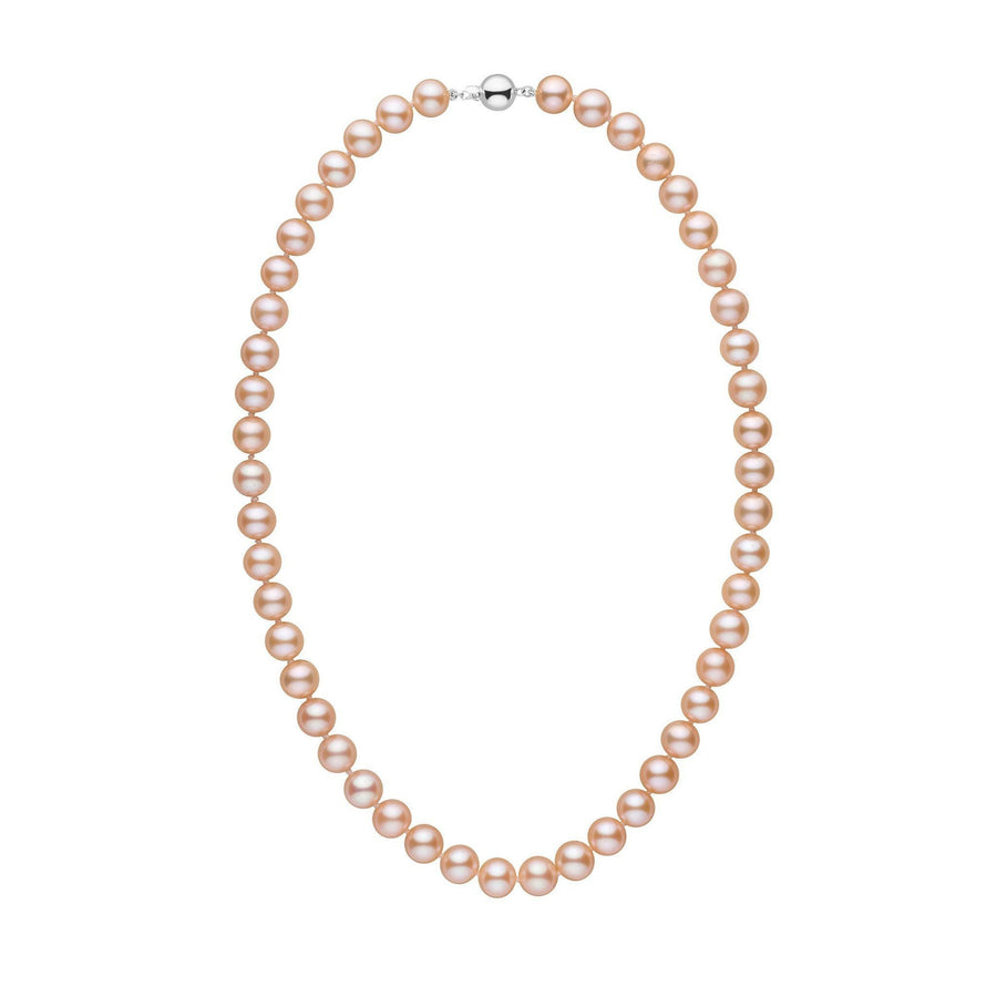 8.5-9.0 mm AAA Pink to Peach Freshwater Pearl Necklace white gold