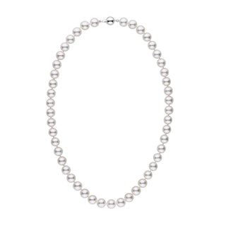 8.5-9.0 mm 18 inch AAA White Akoya Pearl Necklace White gold