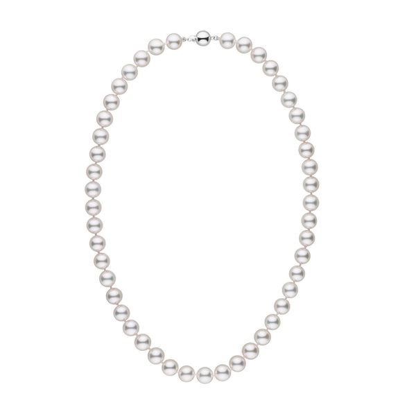 8.5-9.0 mm 18 inch AAA White Akoya Pearl Necklace White gold