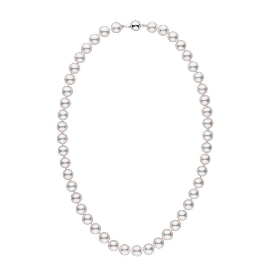 8.5-9.0 mm 18 inch AAA White Akoya Pearl Necklace White gold