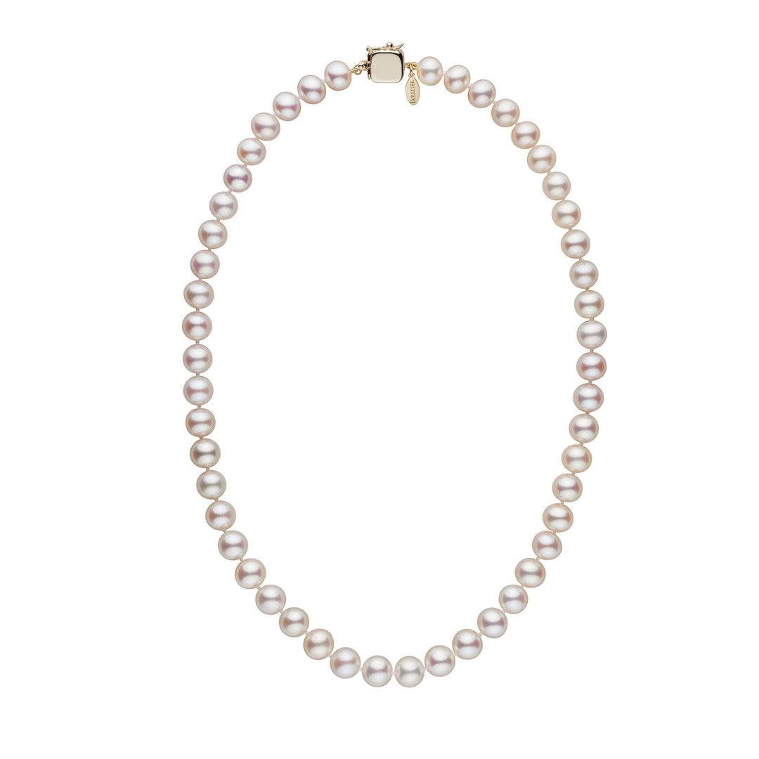 Personalized 18 Inch 8.5-9.0 mm White Freshadama Freshwater Pearl Square Clasp Necklace