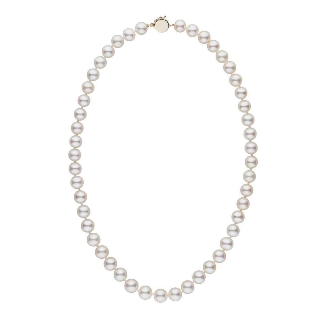 Personalized 18 Inch 8.5-9.0 mm AAA White Freshwater Pearl Circle Clasp Necklace