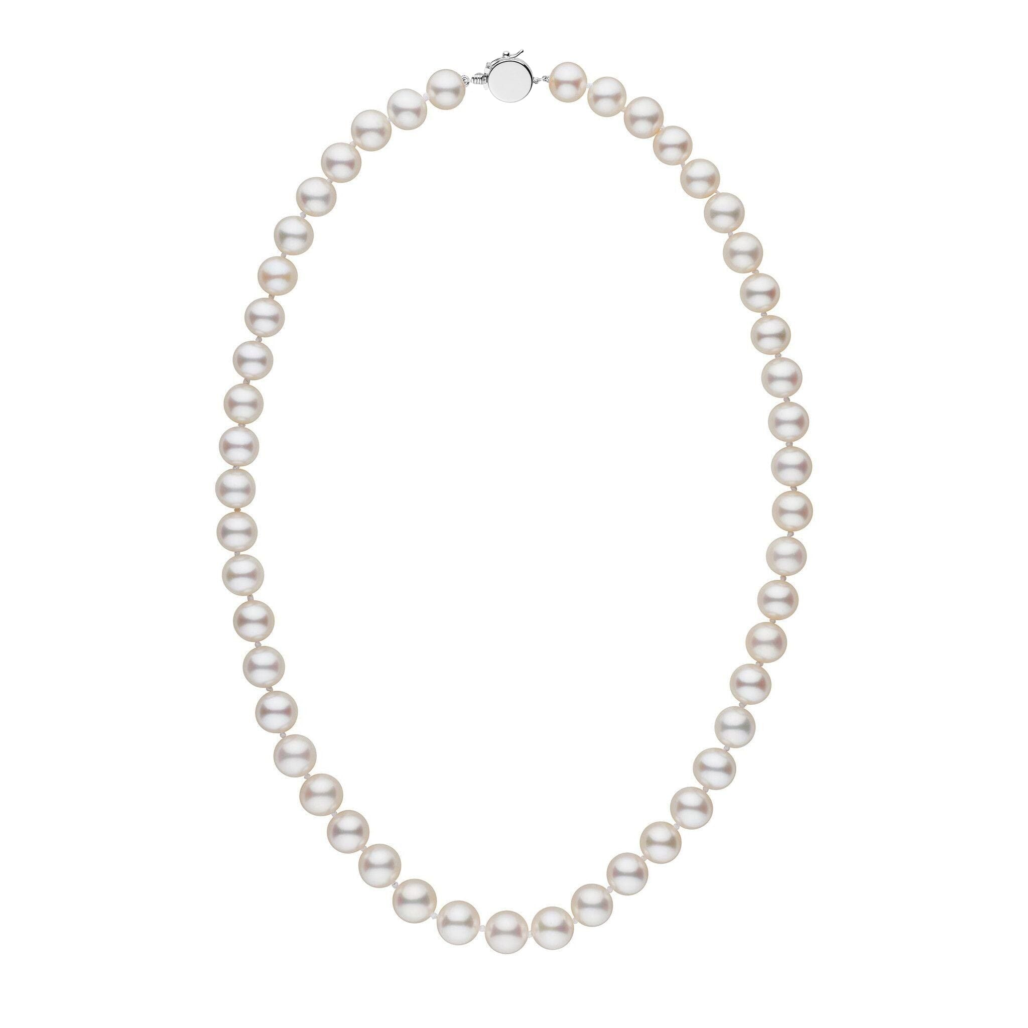 Personalized 18 Inch 8.5-9.0 mm AAA White Freshwater Pearl Circle Clasp Necklace