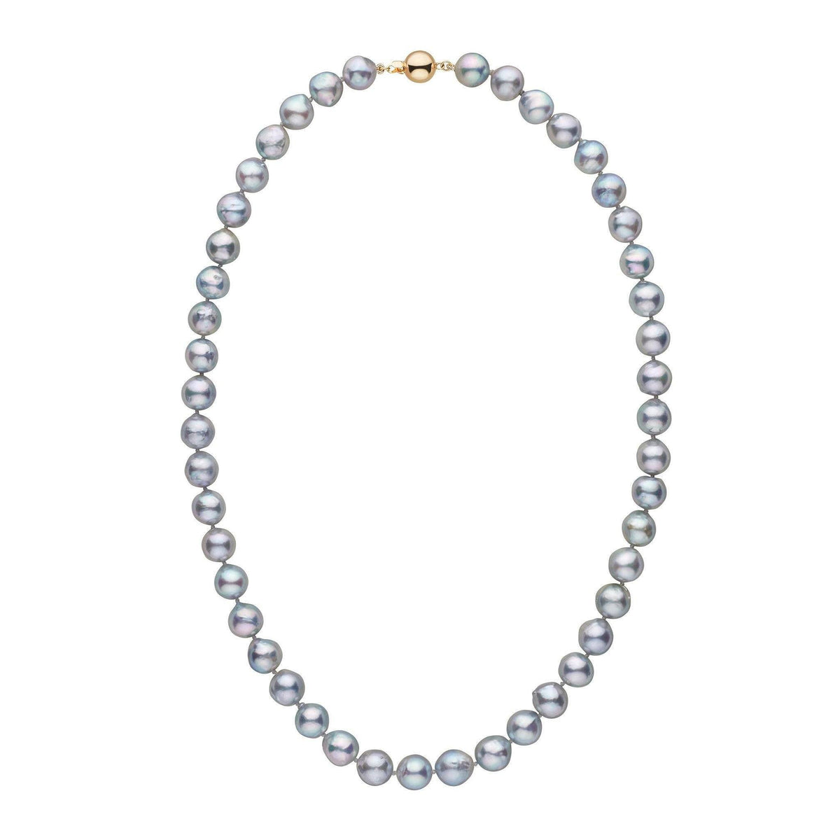 8.5-9.0 mm 18 Inch Silver-Blue Akoya Baroque Pearl Necklace yellow gold