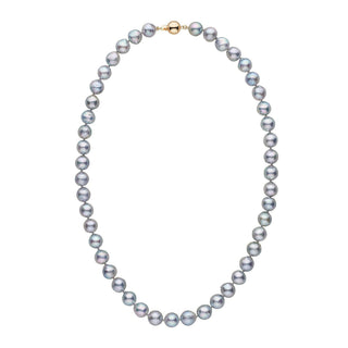 8.5-9.0 mm 18 Inch Silver-Blue Akoya Baroque Pearl Necklace yellow gold