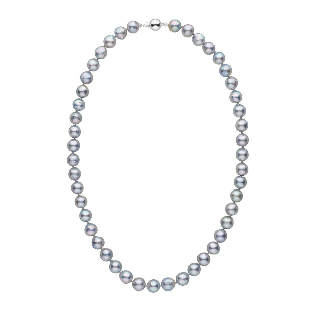 8.5-9.0 mm 18 Inch Silver-Blue Akoya Baroque Pearl Necklace white gold