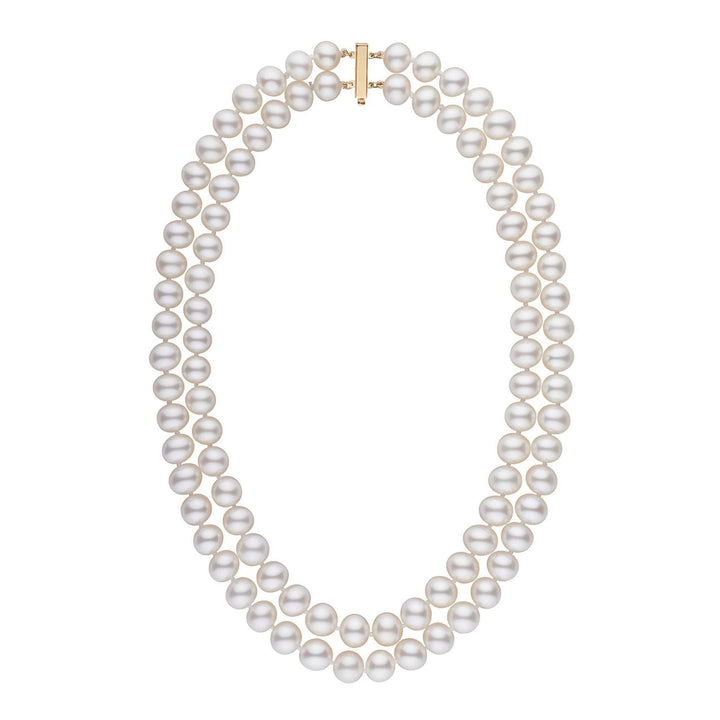 8.5-9.0 mm AA+ Double Strand White Freshwater Pearl Necklace