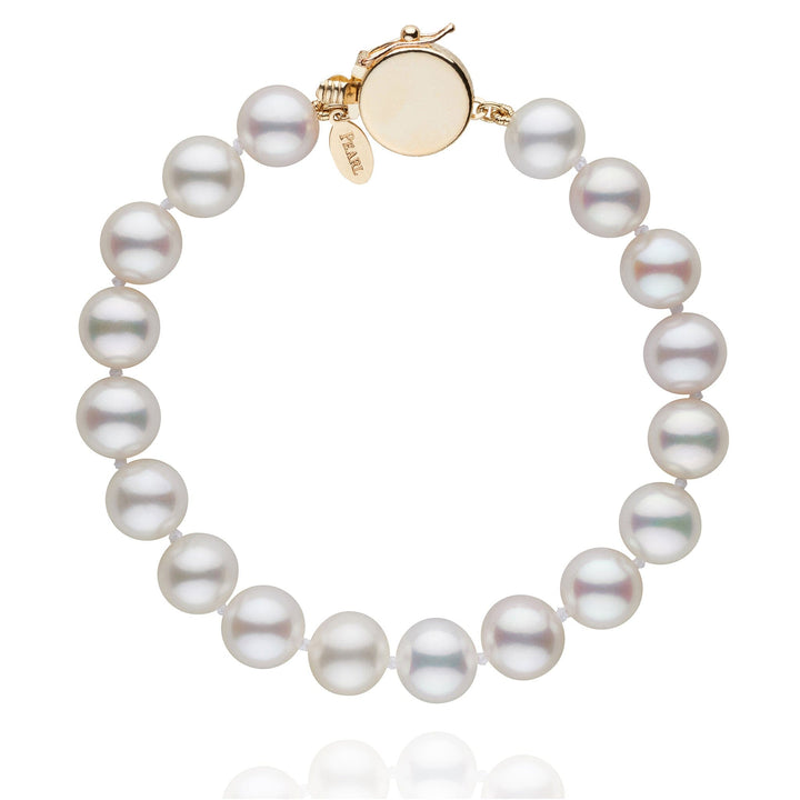 Personalized 8.5-9.0 mm White Freshadama Freshwater Pearl Circle Clasp Bracelet