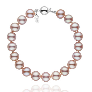 8.5-9.0 mm Lavender Freshadama Pearl Bracelet featuring lustrous lavender freshwater pearls with a polished 14K white gold clasp, elegant and timeless for refined style.