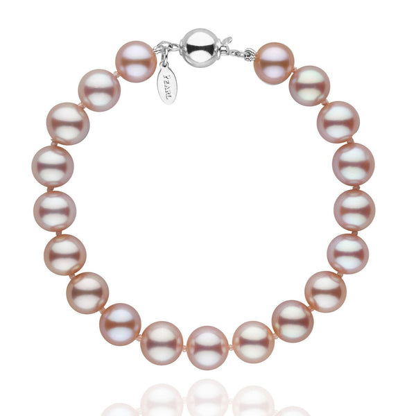 8.5-9.0 mm Lavender Freshadama Pearl Bracelet featuring lustrous lavender freshwater pearls with a polished 14K white gold clasp, elegant and timeless for refined style.