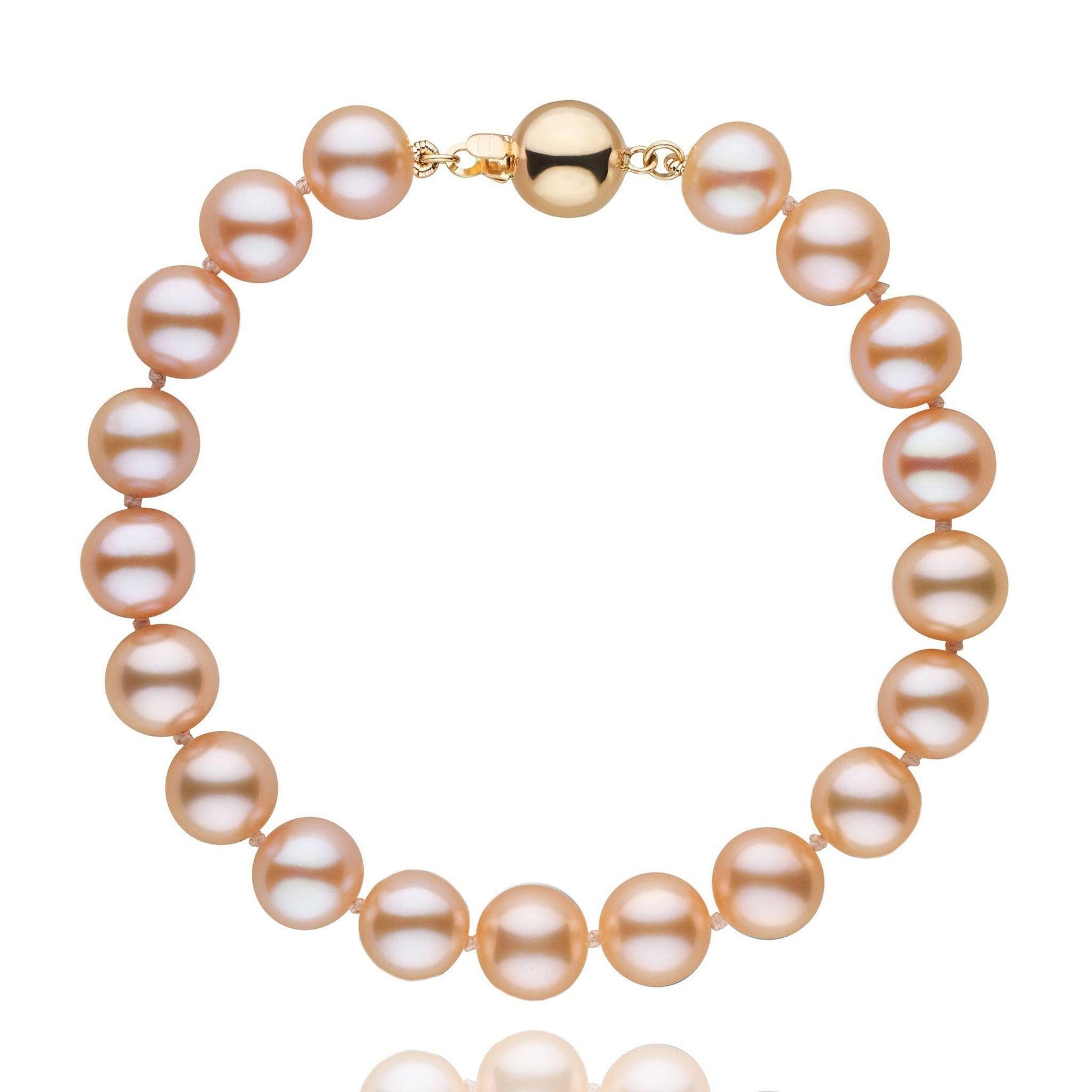 8.5-9.0 mm AAA Pink to Peach Freshwater Pearl Bracelet 14K Yellow Gold / 7-Inch by Pearl Paradise