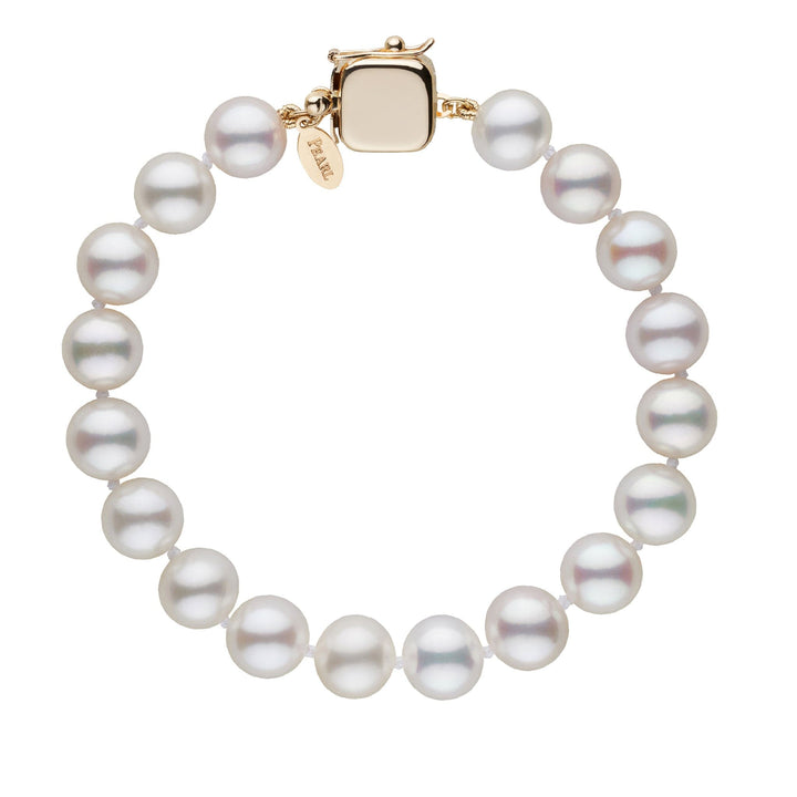 Personalized 8.5-9.0 mm White Freshadama Freshwater Pearl Square Clasp Bracelet