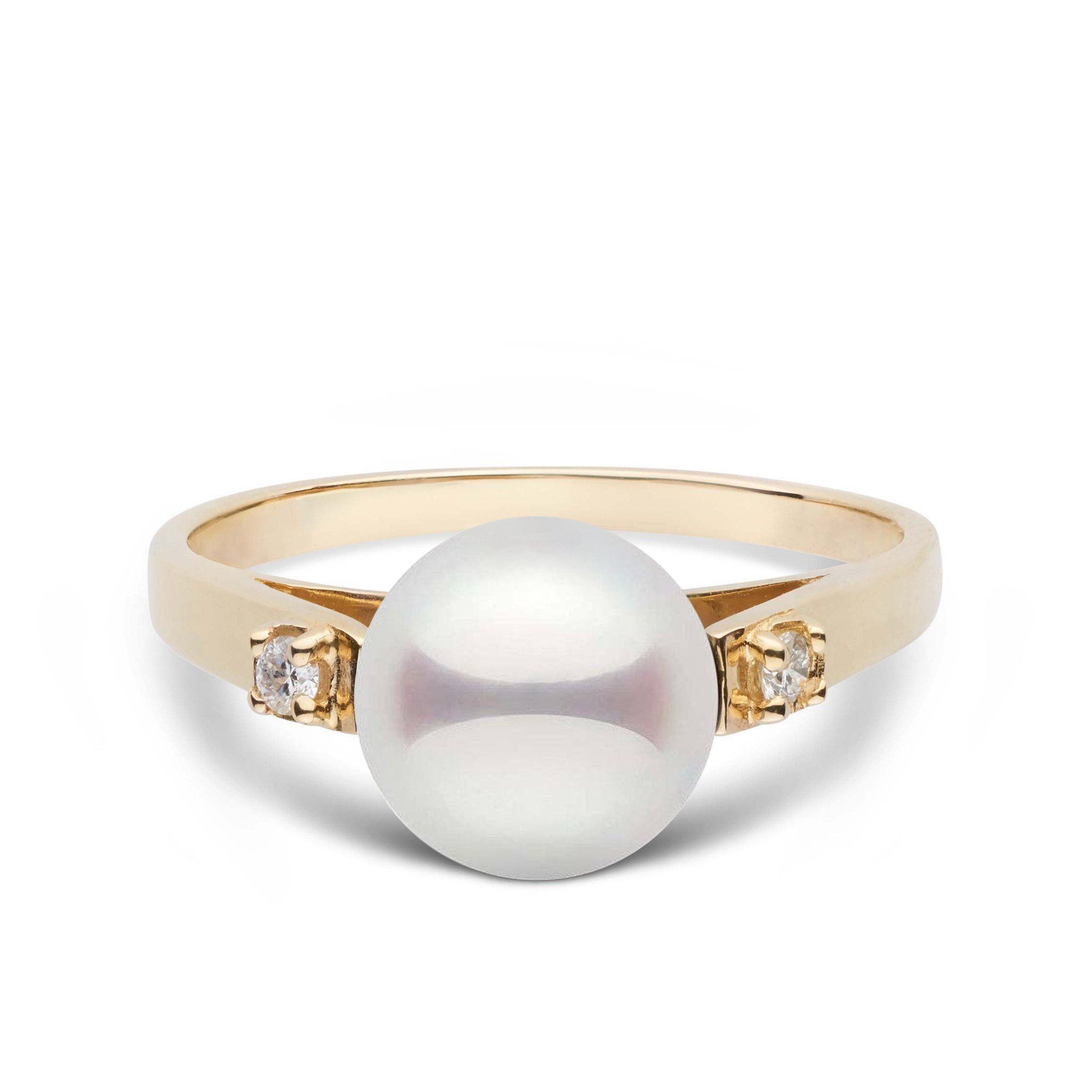 Promise Collection Akoya Pearl Ring yellow gold with VS1-G diamonds
