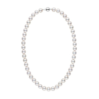 9.0-9.5 mm 18 Inch AAA White Akoya Pearl Necklace white gold
