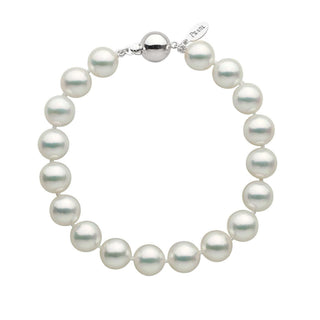 9.0-9.5 mm Natural White Hanadama Akoya Pearl Bracelet White gold
