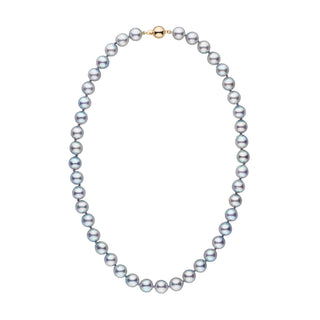 9.0-9.5 mm Silver-Blue Akoya Baroque Pearl Necklace yellow gold