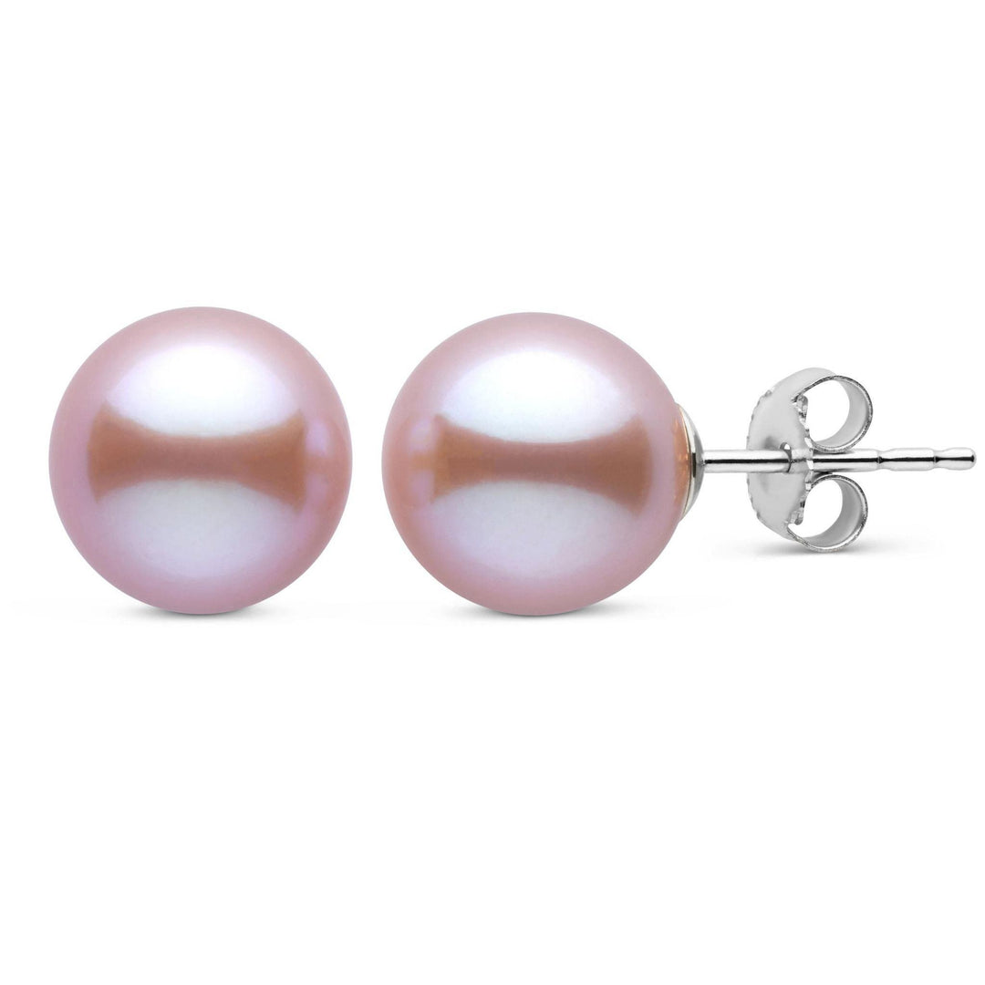 9.0-10.0 mm Lavender Freshadama Freshwater Pearl Stud Earrings on white gold