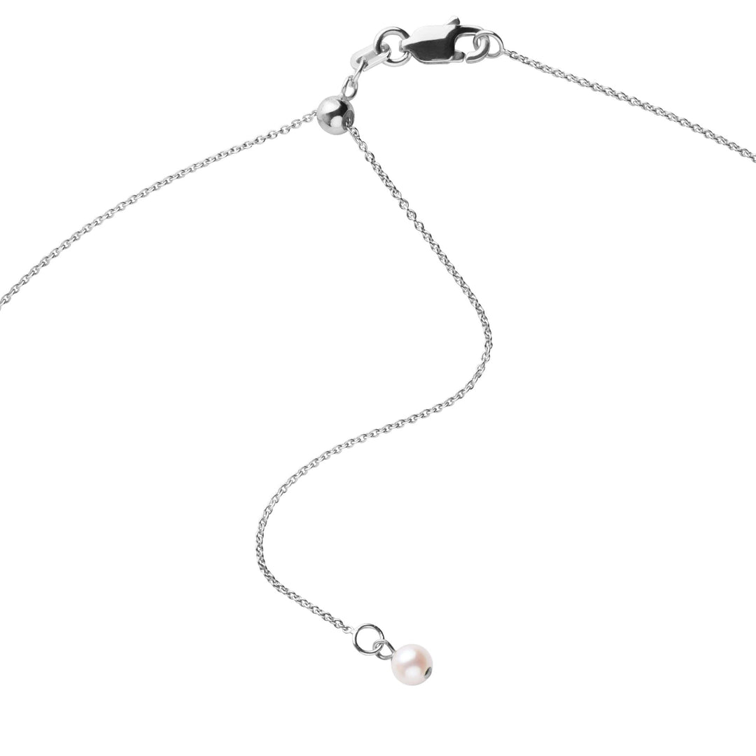 Petite Diamond Bar Collection 6.5-7.0 mm White Freshadama Pearl and Diamond Adjustable Chain Pendant