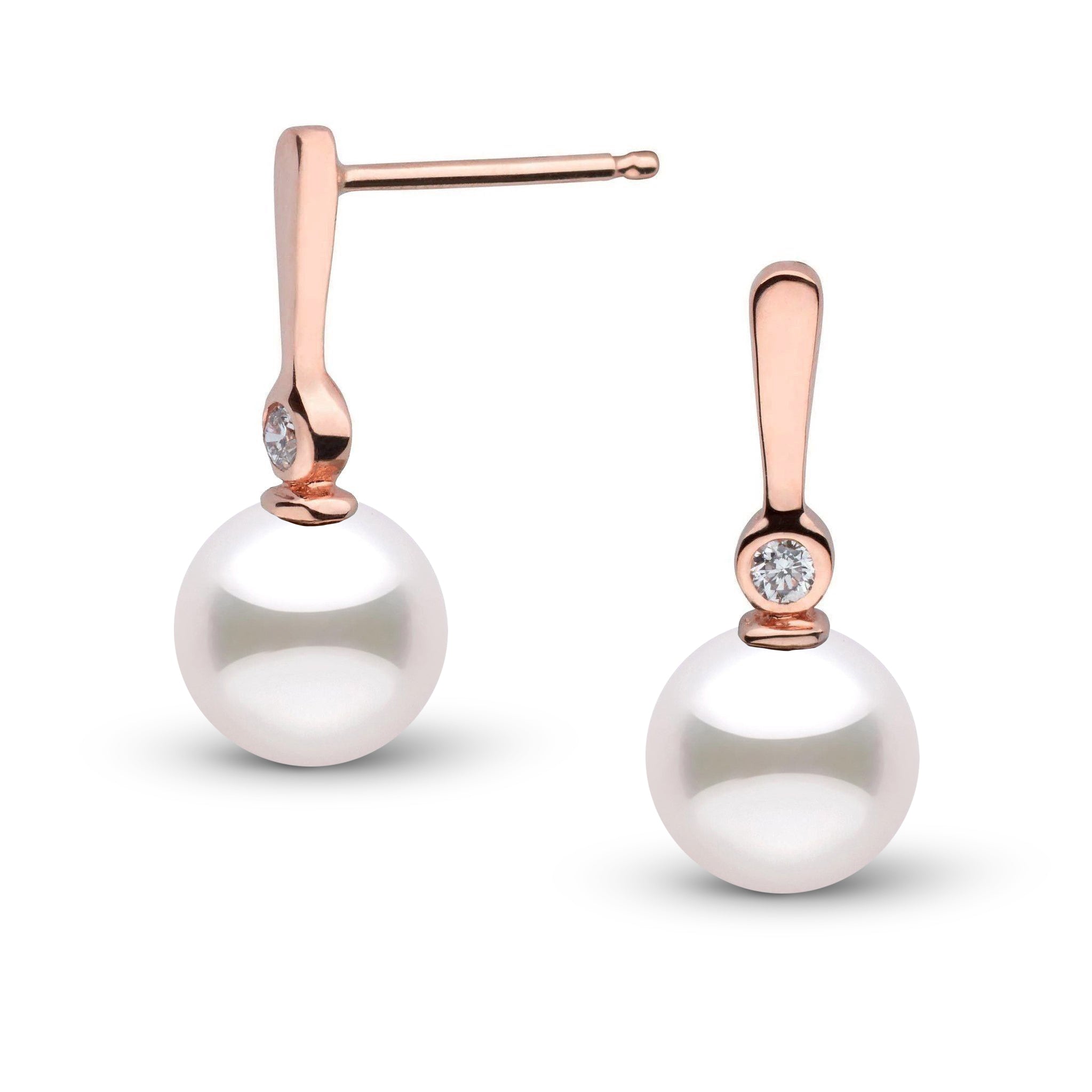 7.5-8.0 mm Akoya Pearl and Diamond Aspire Collection Earrings rose gold