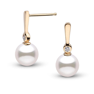 7.5-8.0 mm Akoya Pearl and Diamond Aspire Collection Earrings yellow gold