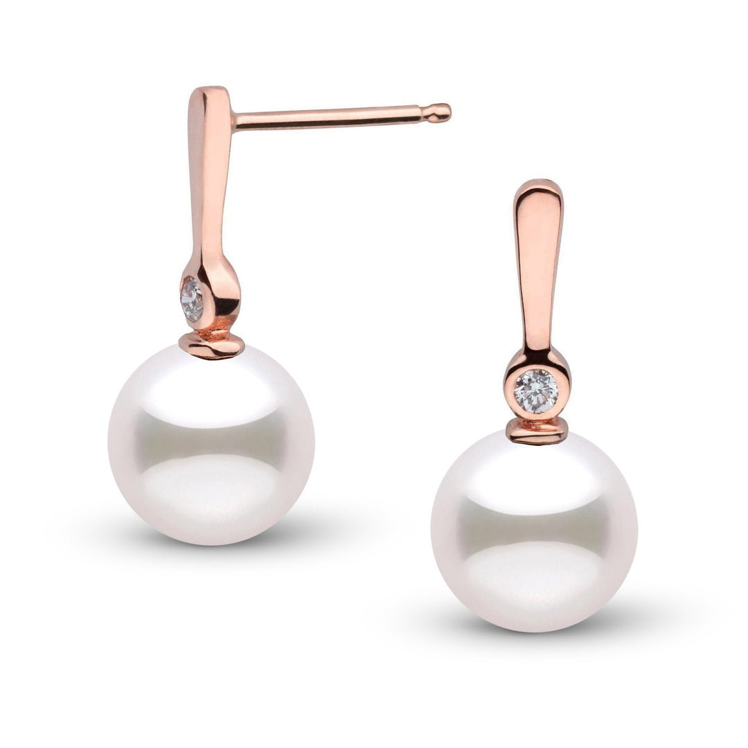 8.0-8.5 mm Akoya Pearl and Diamond Aspire Collection Earrings rose gold