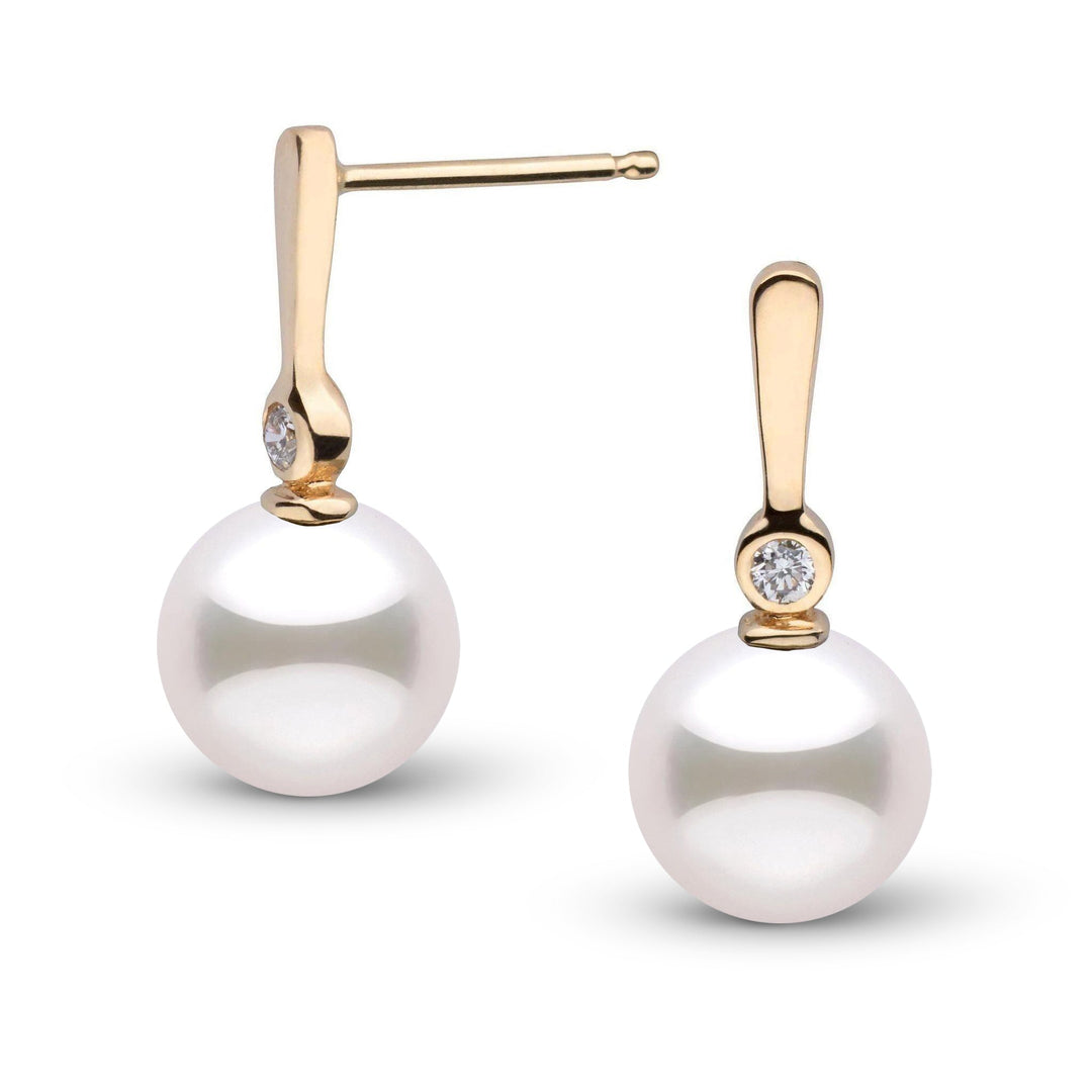 8.0-8.5 mm Akoya Pearl and Diamond Aspire Collection Earrings yellow gold