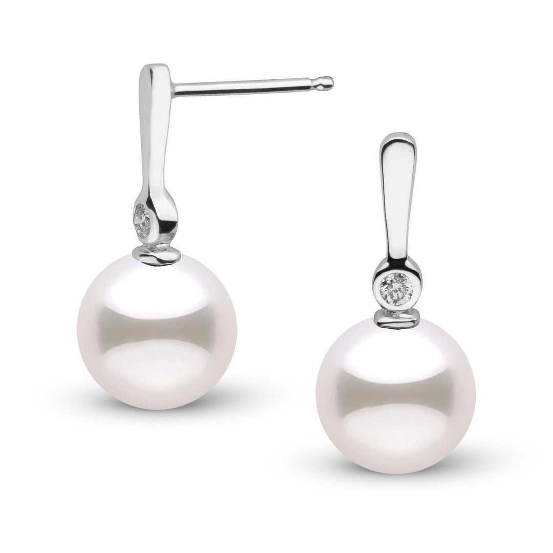 8.5-9.0 mm Akoya Pearl and Diamond Aspire Collection Earrings white gold