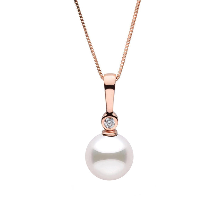 7.5-8.0 mm Akoya Pearl and Diamond Aspire Collection Pendant rose gold