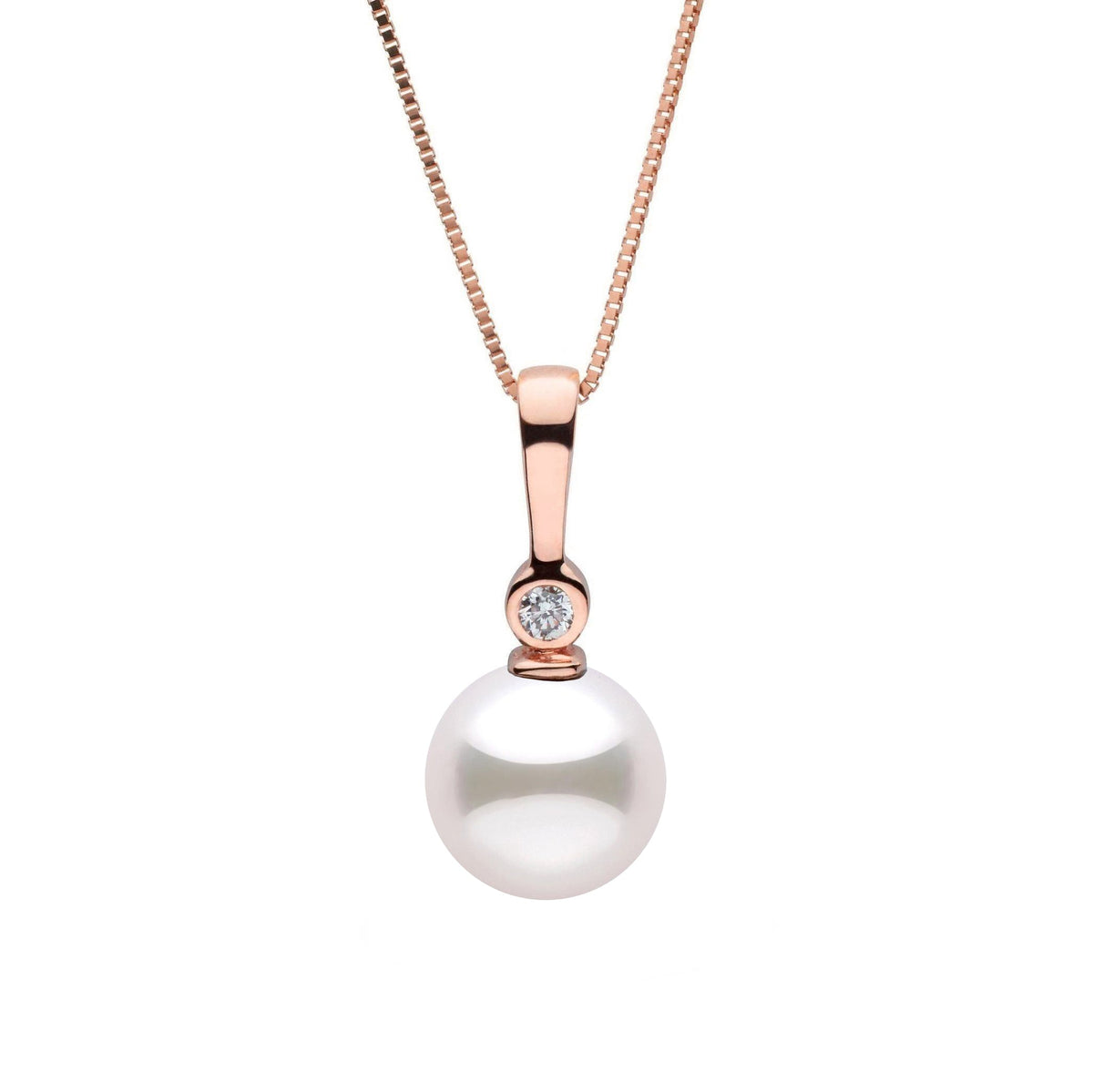 7.5-8.0 mm Akoya Pearl and Diamond Aspire Collection Pendant rose gold