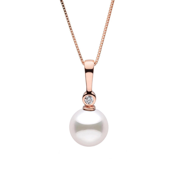 7.5-8.0 mm Akoya Pearl and Diamond Aspire Collection Pendant rose gold