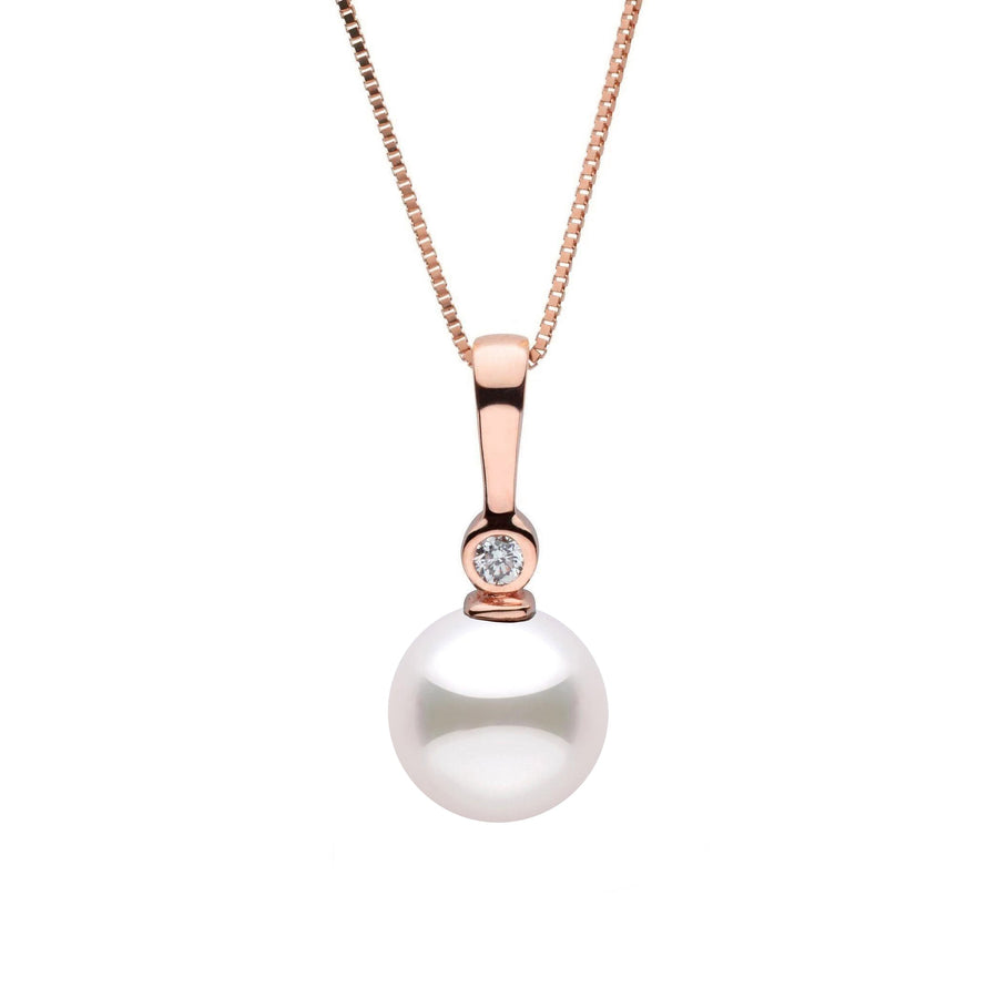 7.5-8.0 mm Akoya Pearl and Diamond Aspire Collection Pendant rose gold