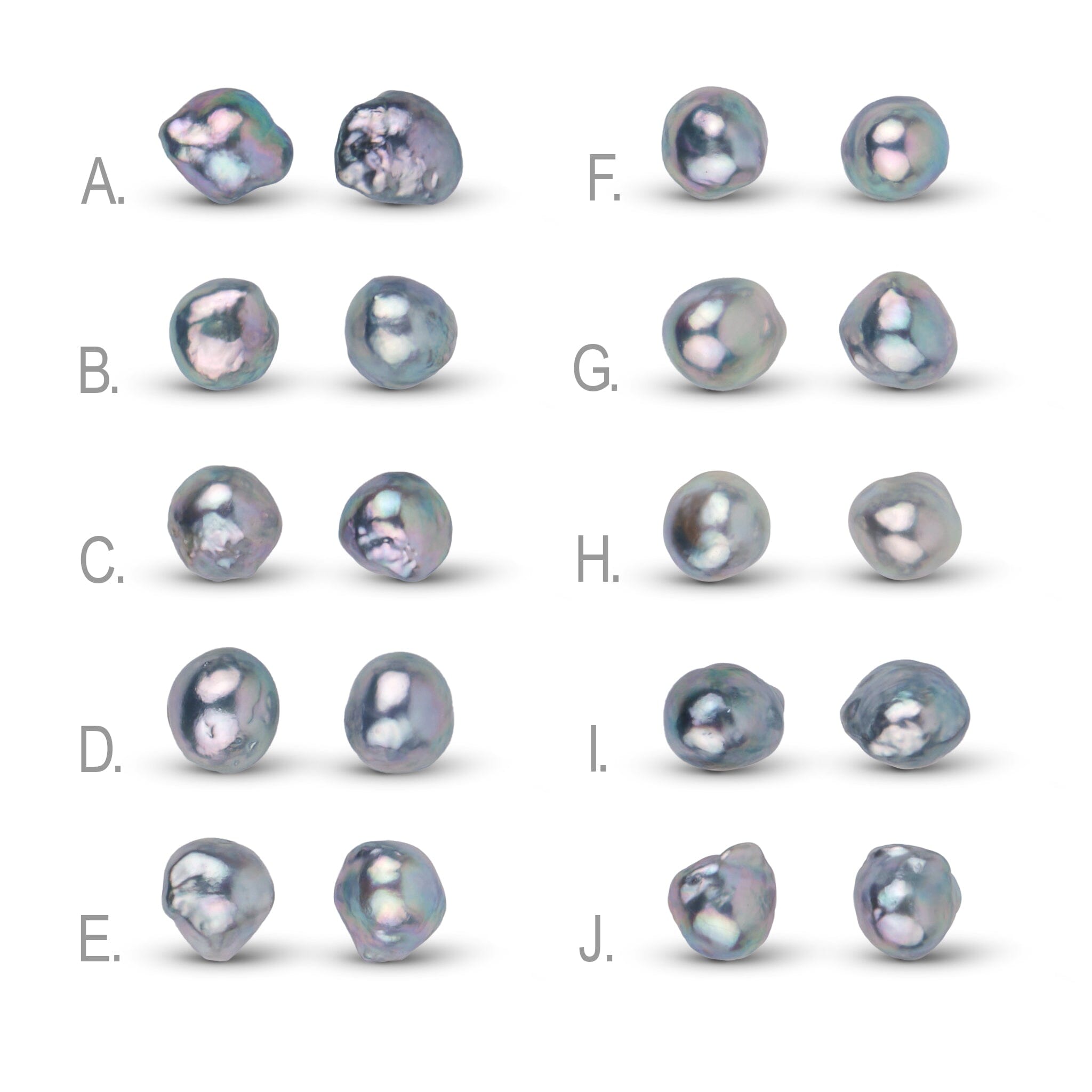 9.5-10.0 mm Baroque Silver Blue Akoya Pearl Stud Earrings Options