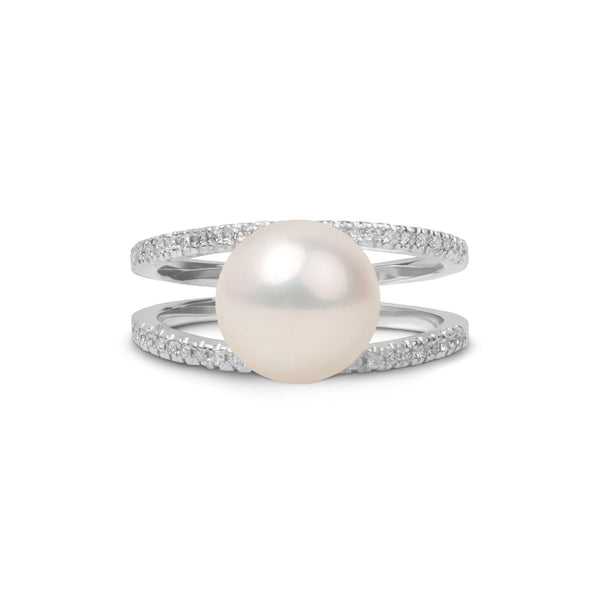 Bridge Collection 9.0-10.0 mm Freshadama Pearl and Diamond Ring White Gold front