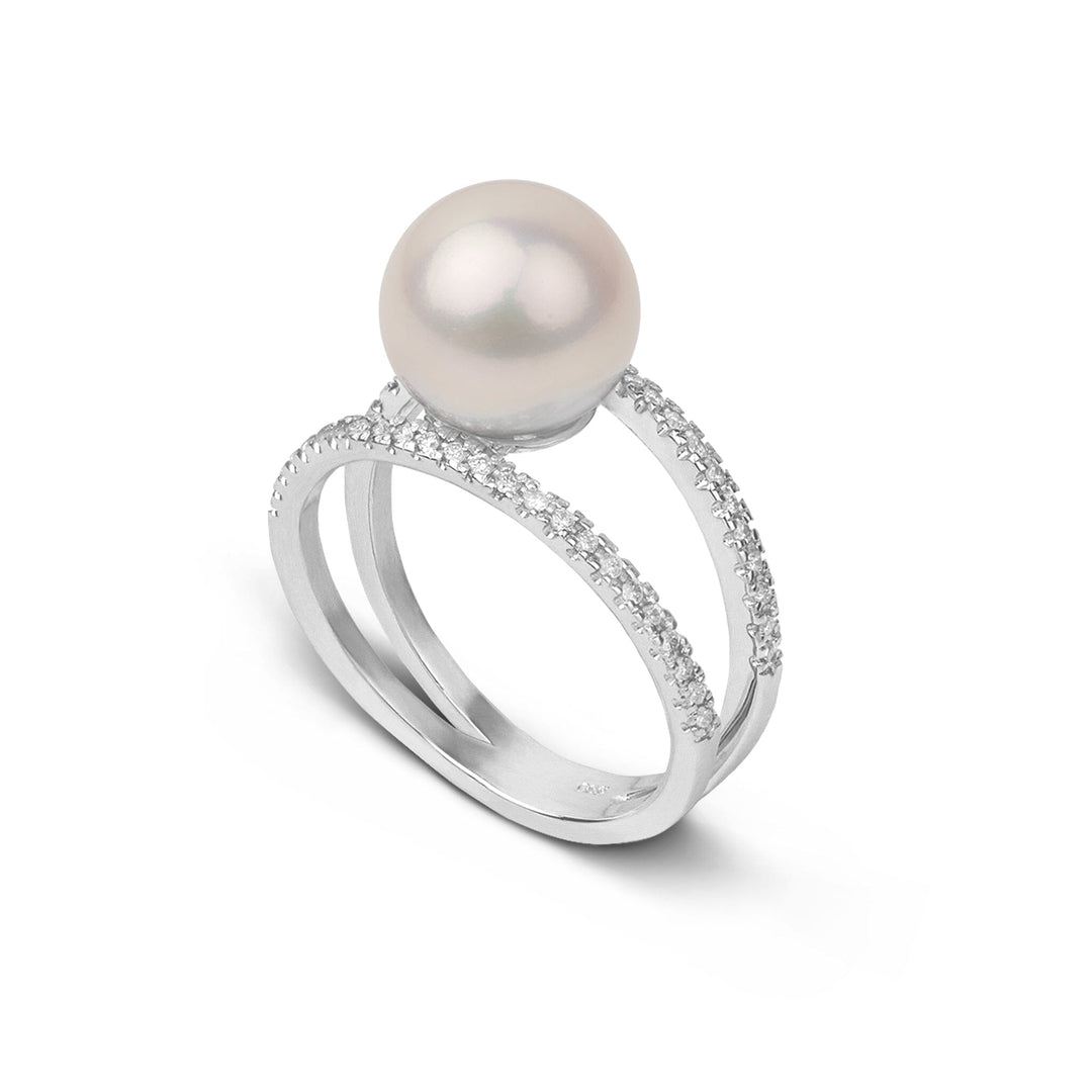Bridge Collection 9.0-10.0 mm Freshadama Pearl and Diamond Ring White Gold side angle