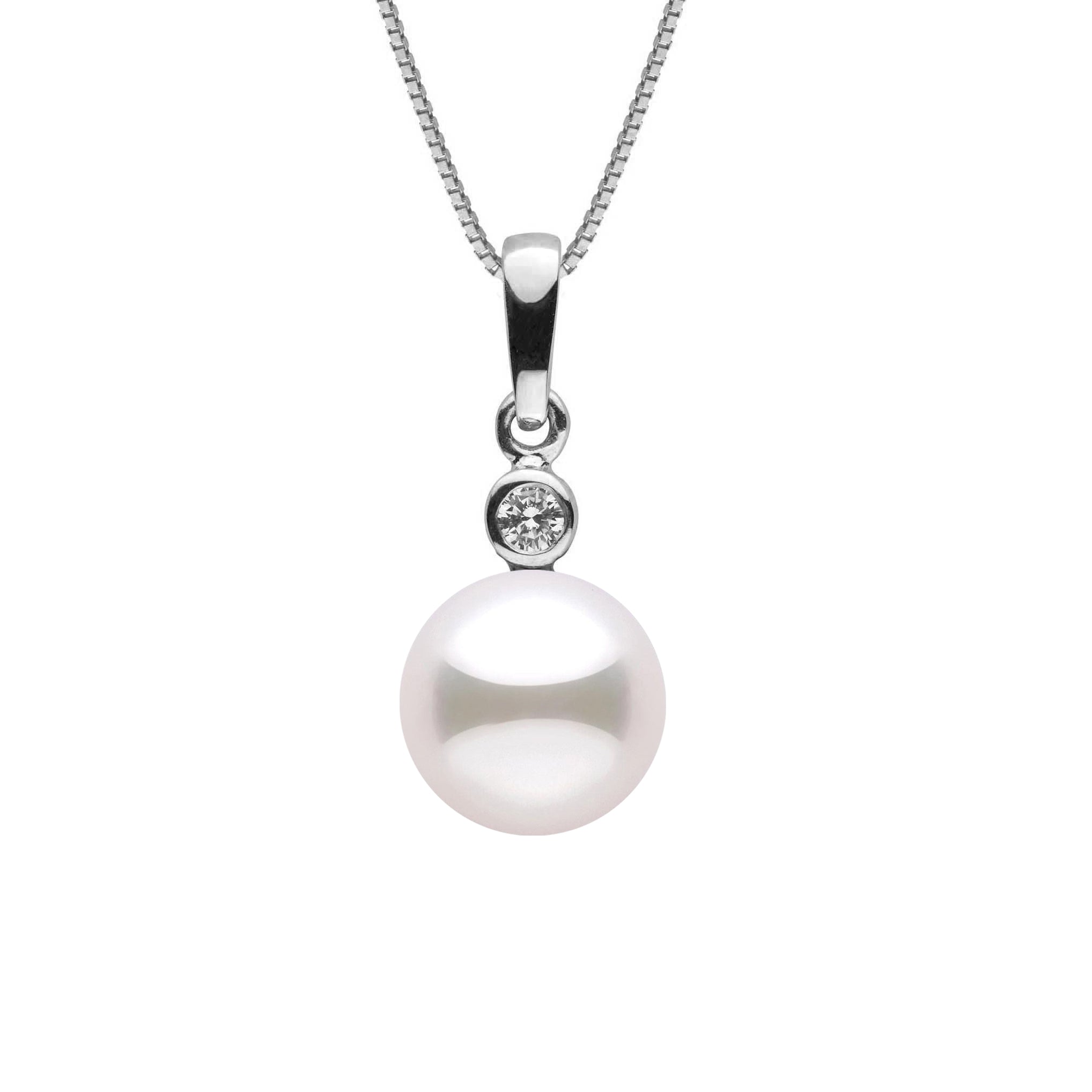 Brilliant Collection 8.5-9.0 mm Akoya Pearl and Diamond Pendant white gold