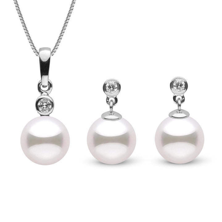 Brilliant Collection 7.5-8.0 mm Akoya Pearl and Diamond Pendant and Earrings Set