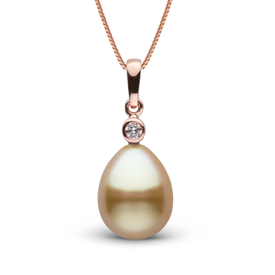 Brilliant Collection Drop Golden 10.0-11.0 mm South Sea Pearl and Diamond Pendant rg