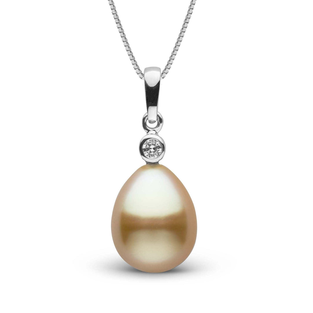 Brilliant Collection Drop Golden 10.0-11.0 mm South Sea Pearl and Diamond Pendant wg