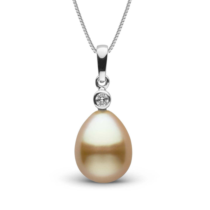 Brilliant Collection Drop Golden 10.0-11.0 mm South Sea Pearl and Diamond Pendant wg