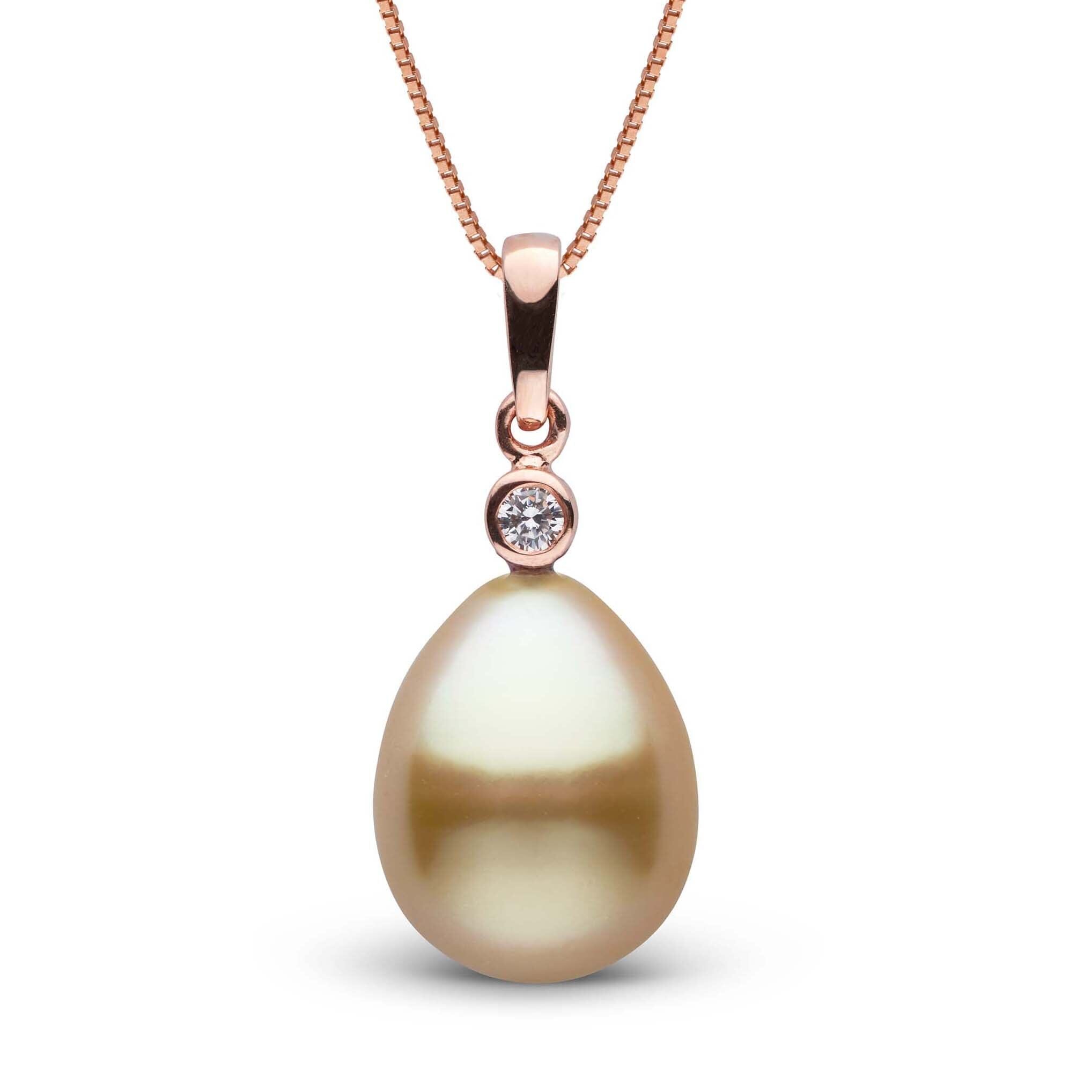 Brilliant Collection Drop Golden 11.0-12.0 mm South Sea Pearl and Diamond Pendant