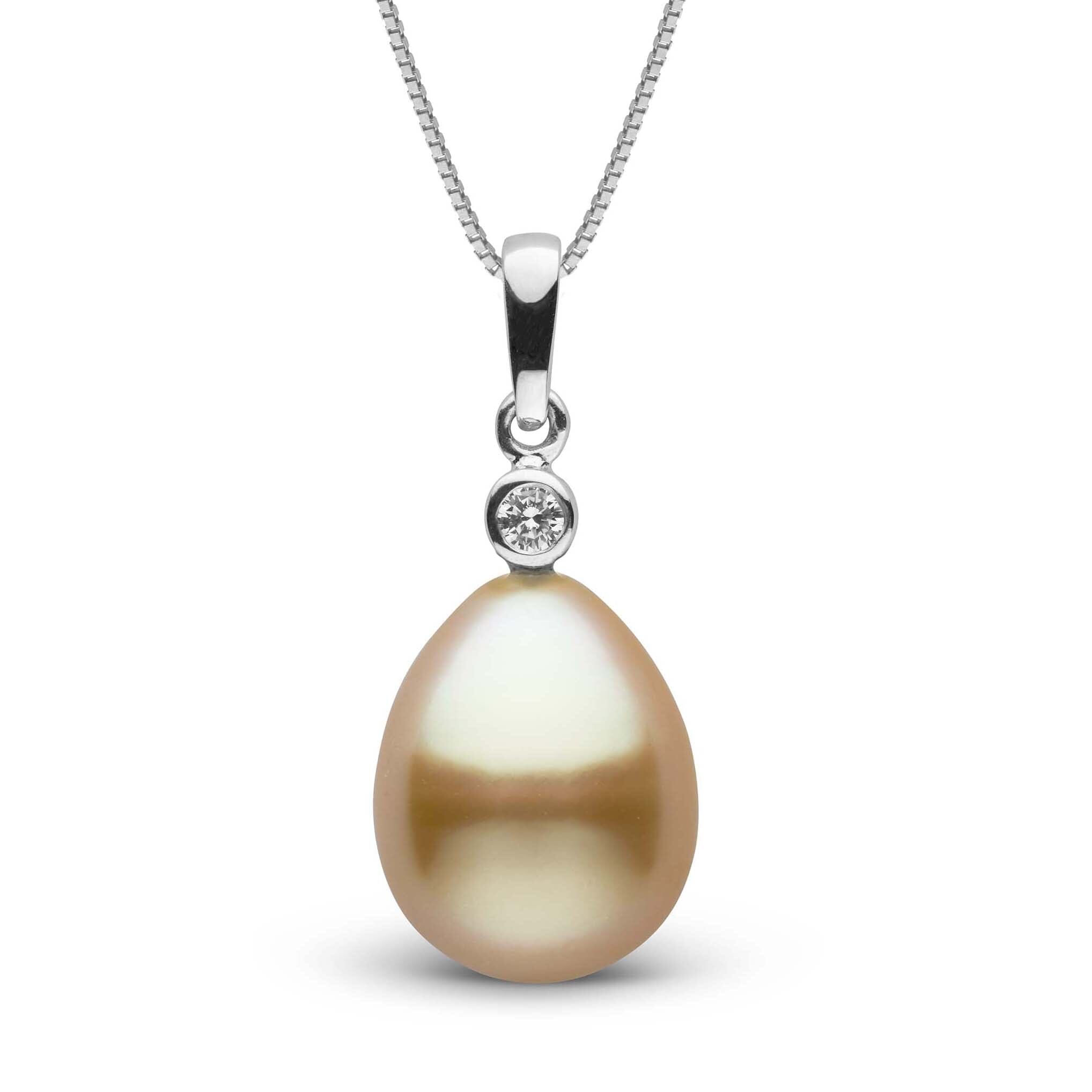 Brilliant Collection Drop Golden 11.0-12.0 mm South Sea Pearl and Diamond Pendant