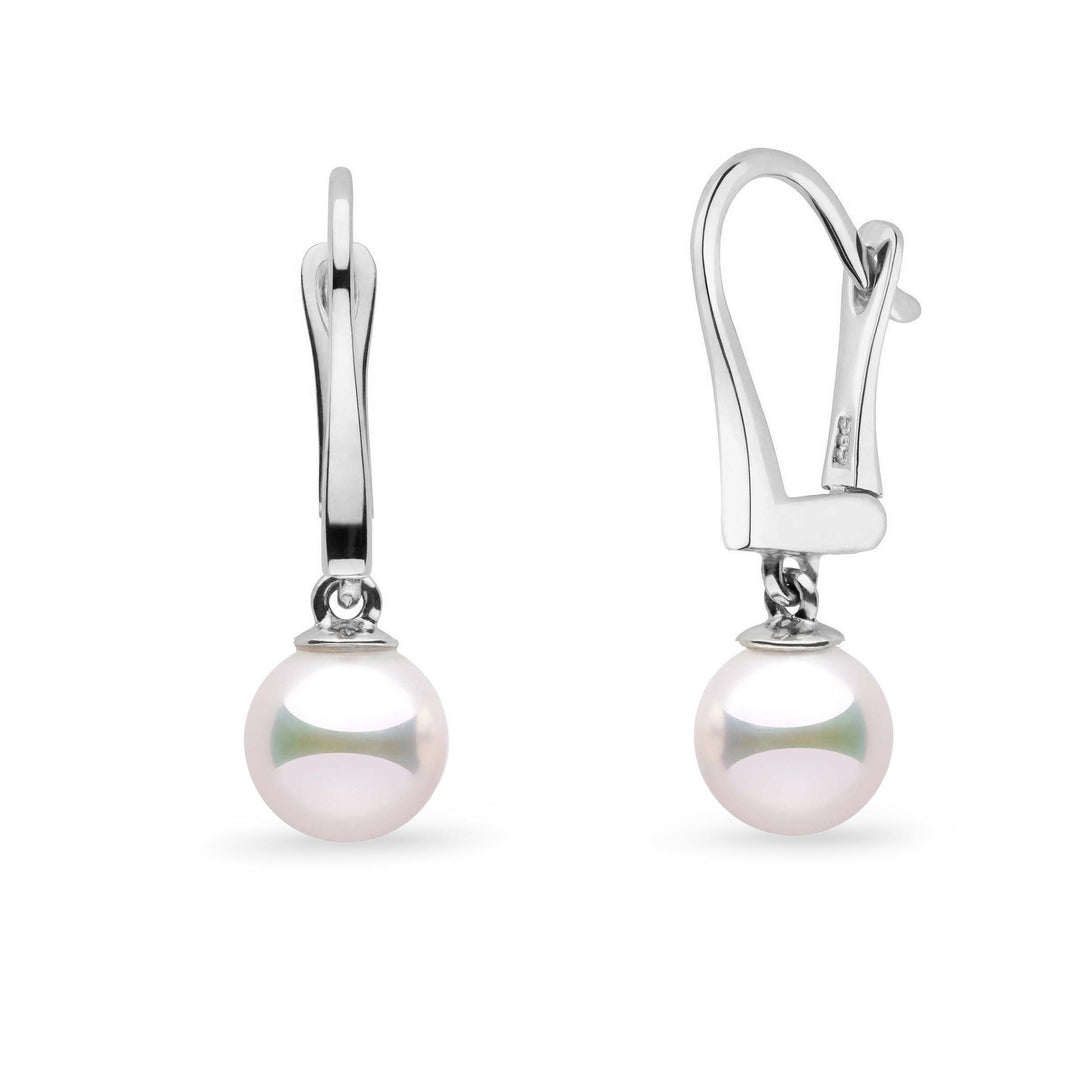 Classic Collection 7.0-7.5 mm White Hanadama Pearl Dangle Earrings white gold