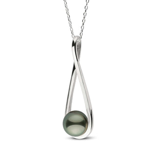 Cradle Collection 8.0-9.0 mm Tahitian Pearl Pendant featuring a lustrous dark Tahitian pearl set in a sleek white gold cradle design on a delicate chain.