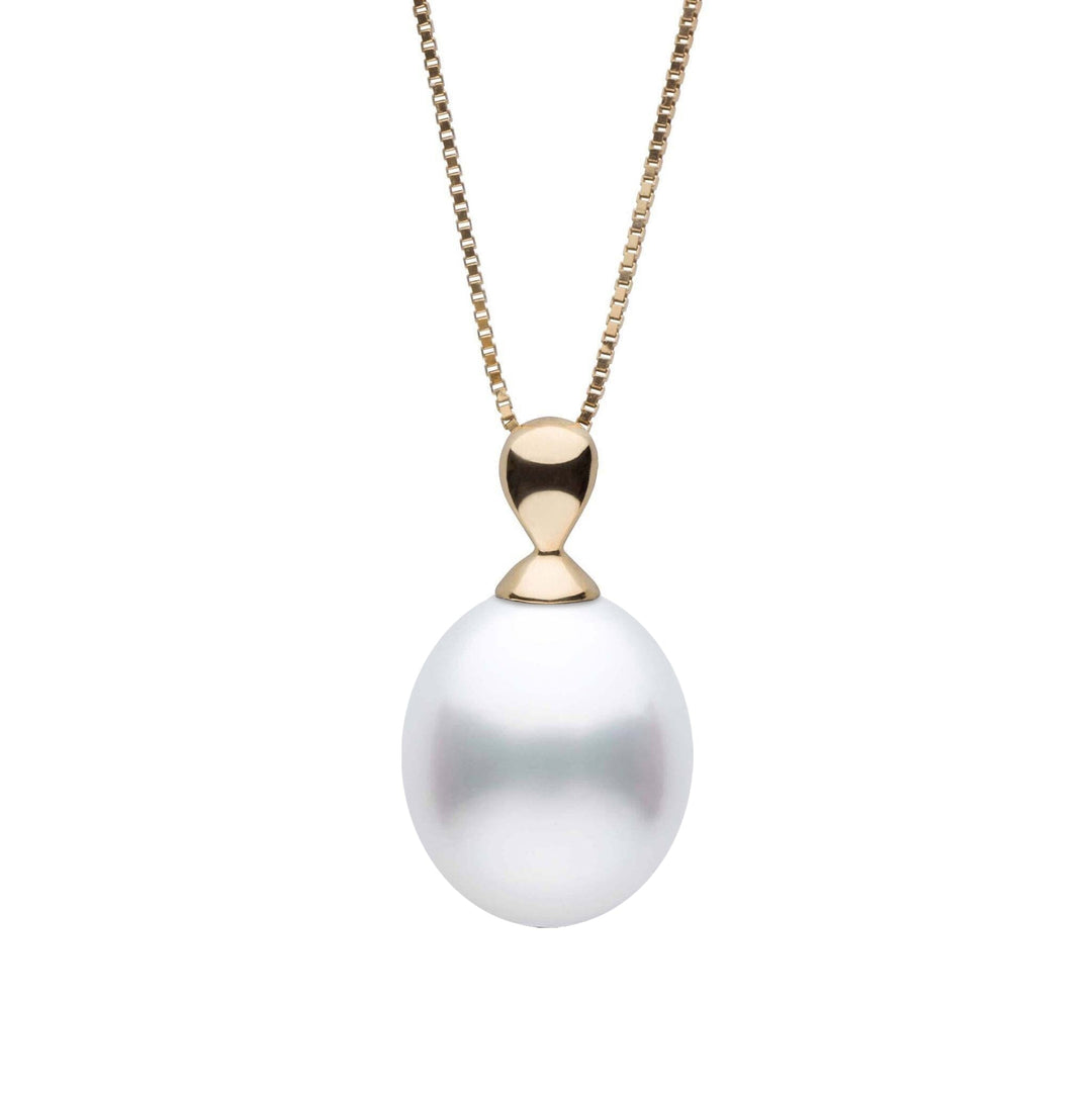 Dew Collection 9.0-10.0 mm White South Sea Drop Pearl Pendant Yellow Gold