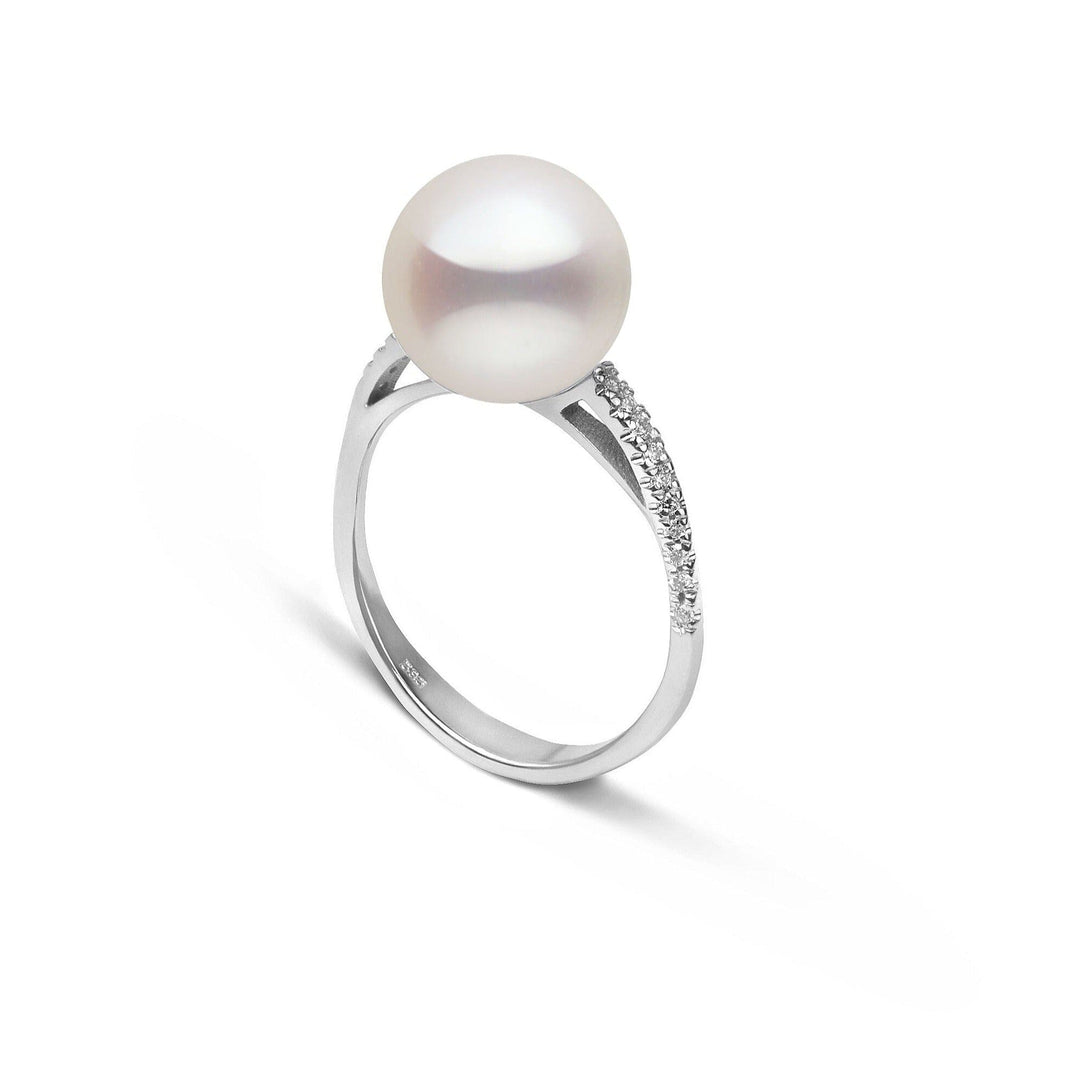 Pirouette Collection 10.0-11.0 mm White Freshadama Pearl and Diamond Ring White Gold side angle
